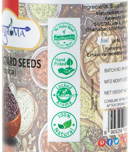 Miniatura 4 de Ramaroma Semillas de mostaza 4oz (113 g) All Natural  Apto para gluten  Semillas de mostaza naturales orgánicas pequeñas  Sarso  Especias indias