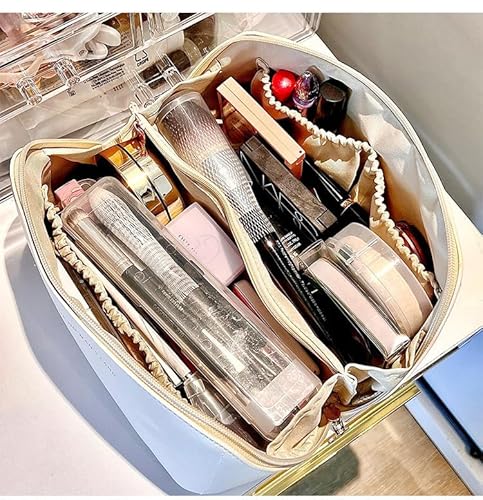 Necessaire Feminina Grande para Cosmético Maquiagem Bolsa Organizadora Viagem + Presilha Para Cabelo