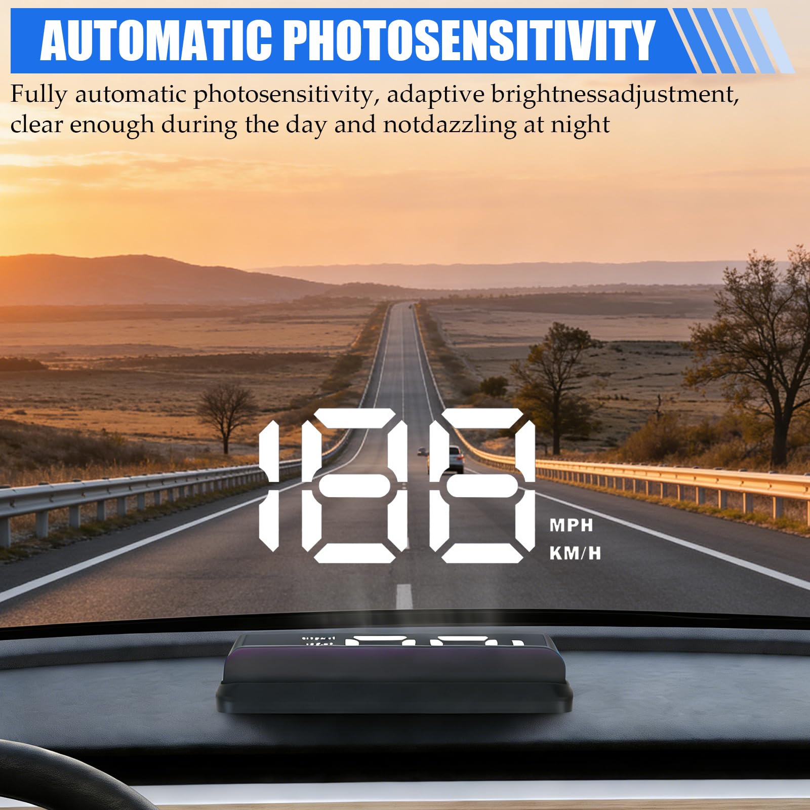HhBdy Wyświetlacz Head Up Auto cyfrowy tachometr typu plug-and-play USB, 9 cm, uniwersalny licznik prędkości GPS wyświetlacz samochodowy HUD z dachem do wszystkich typów pojazdów (białe światło)