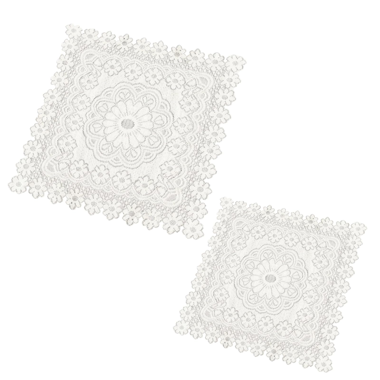 ZISHAN 2 Piece Small Table Cloth, Lace Tablecloth Set, White Cotton, Square Tablecloth for Coffee Table Cover, Small Square, Table Cloth Lace Design, Set with 60x60 and 90x90 cm Sizes