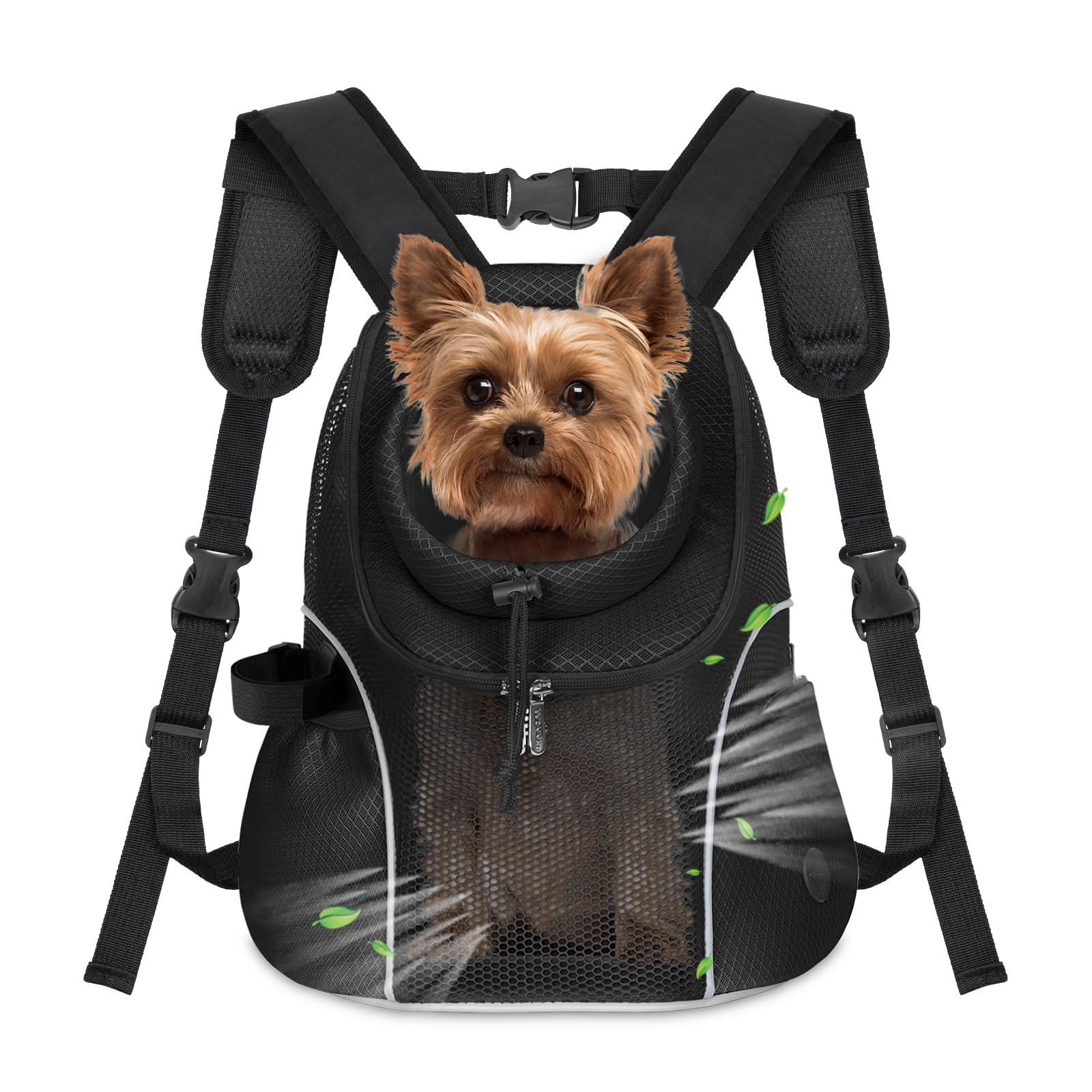 WOYYHO Pet Dog Carrier Backpack Small Dog Front Backpack Ventilated Mesh Dog Travel Back Pack with Safety Belt for Travel Hiking Cycling Outdoor Use (