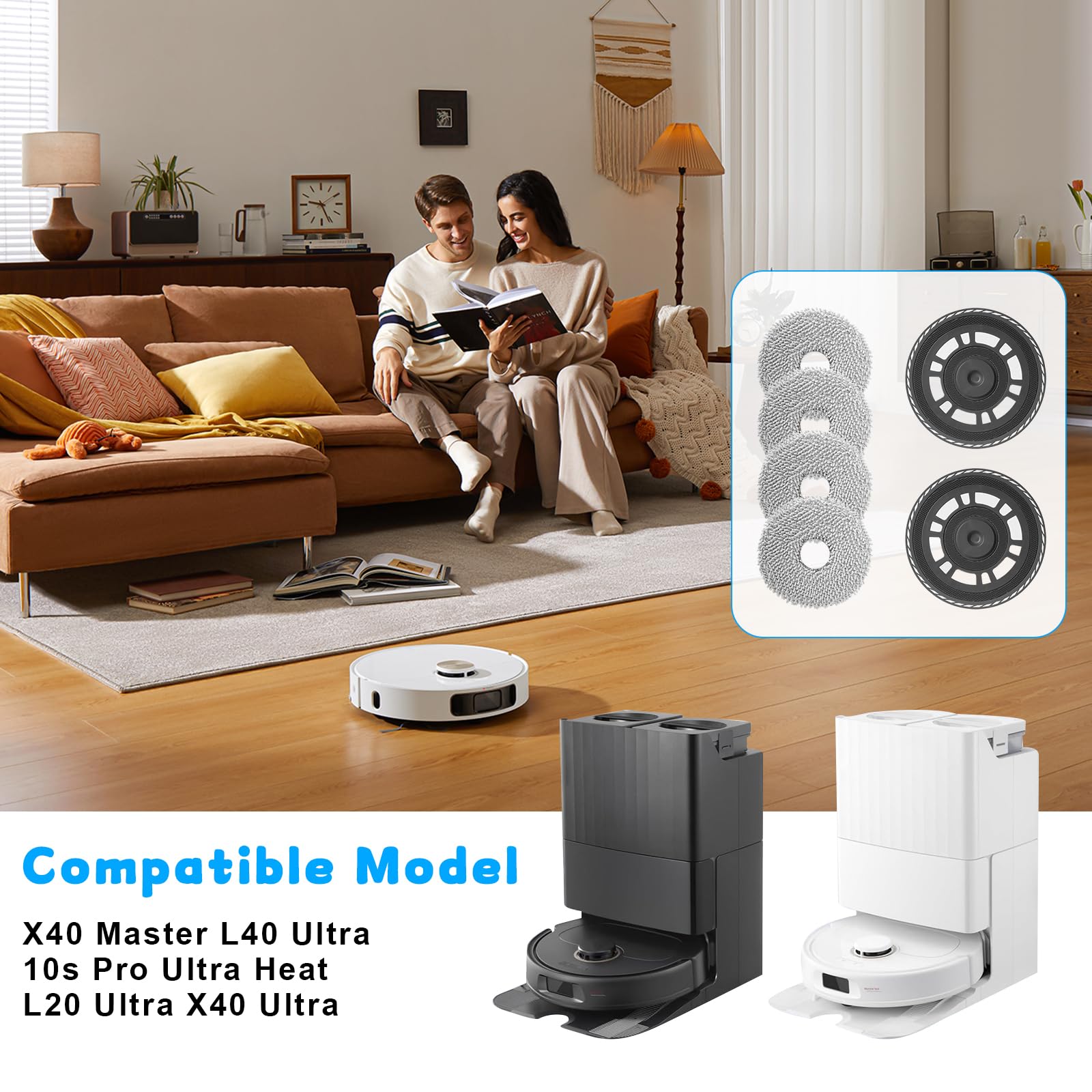 4x Panni Mocio Di Ricambio Dreame Per Robot Lavapavimenti - Compatibili Con L10sUltra, L20Ultra, X40Ultra E Altri Modelli