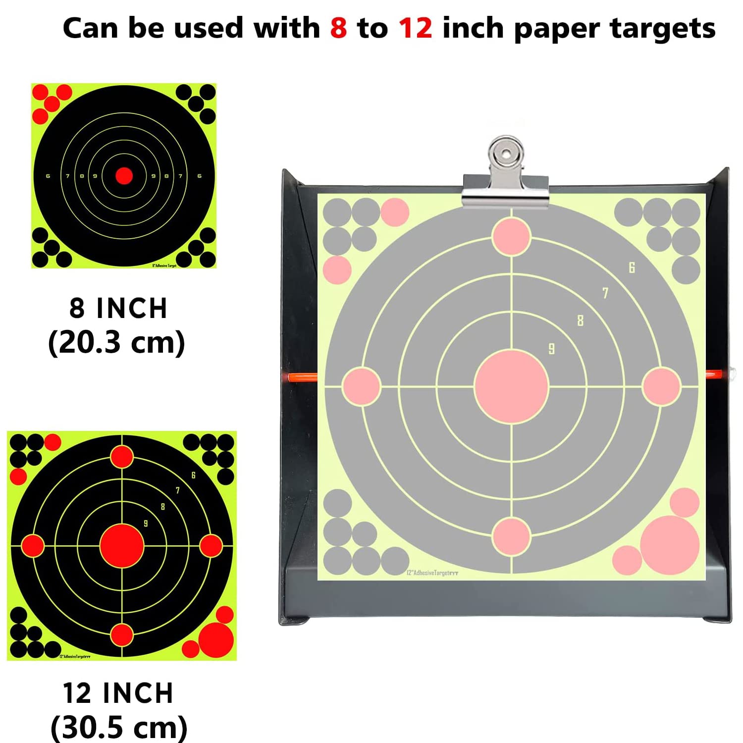 Boîte piège à balles petit calibre Pellet Catcher comprenant cible pendulaire et 5 cibles papier bullseye pour calibre .177 .22, piège à balles pour carabines à air comprimé, airsoft, carabines BB