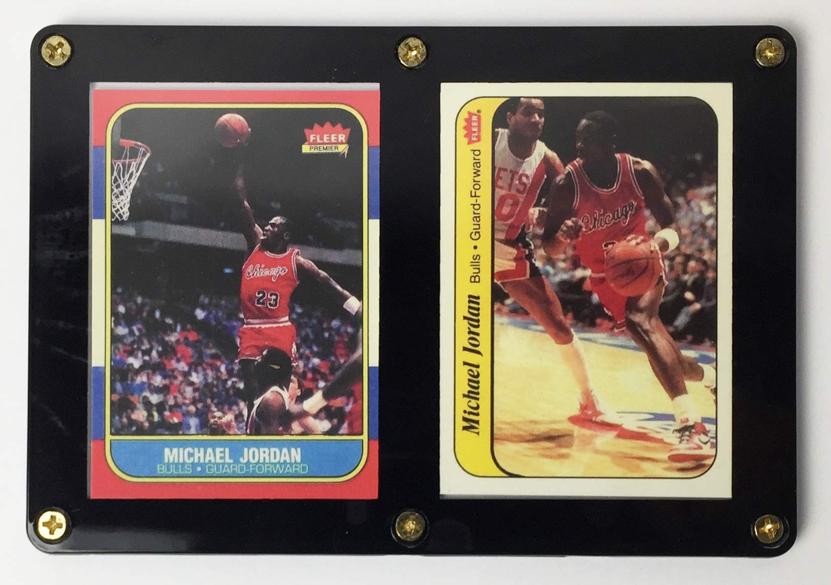 Michael Jordan Chicago Bulls 1986-87 Fleer Rookie RC Pair REPRINT #57 & #8  in 2 Card Black Border Screwdown Card Holder at Amazon's Sports  Collectibles Store