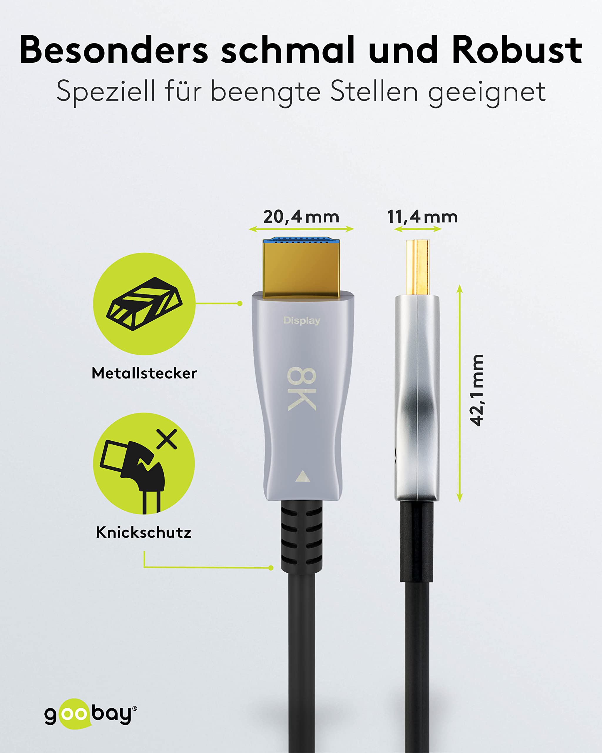 goobay 61654 - Cavo ottico HDMI ad alta velocità con Ethernet (AOC) / cavo in fibra ottica/cavo ad alta velocità per 8 K a 60 Hz / 4 K a 120 Hz/compatibile con Ps5, Xbox, PC, TV / 70 metri