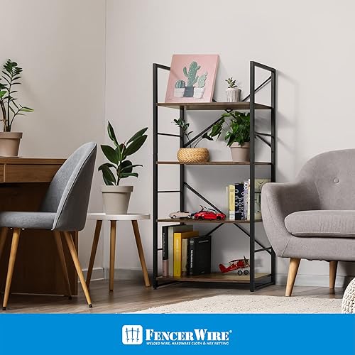 Miniatura 2 de Fencer Wire Estante de pie de 4 niveles, estantería de 24 pulgadas de ancho, organizador de almacenamiento de estantería, estantes industriales para