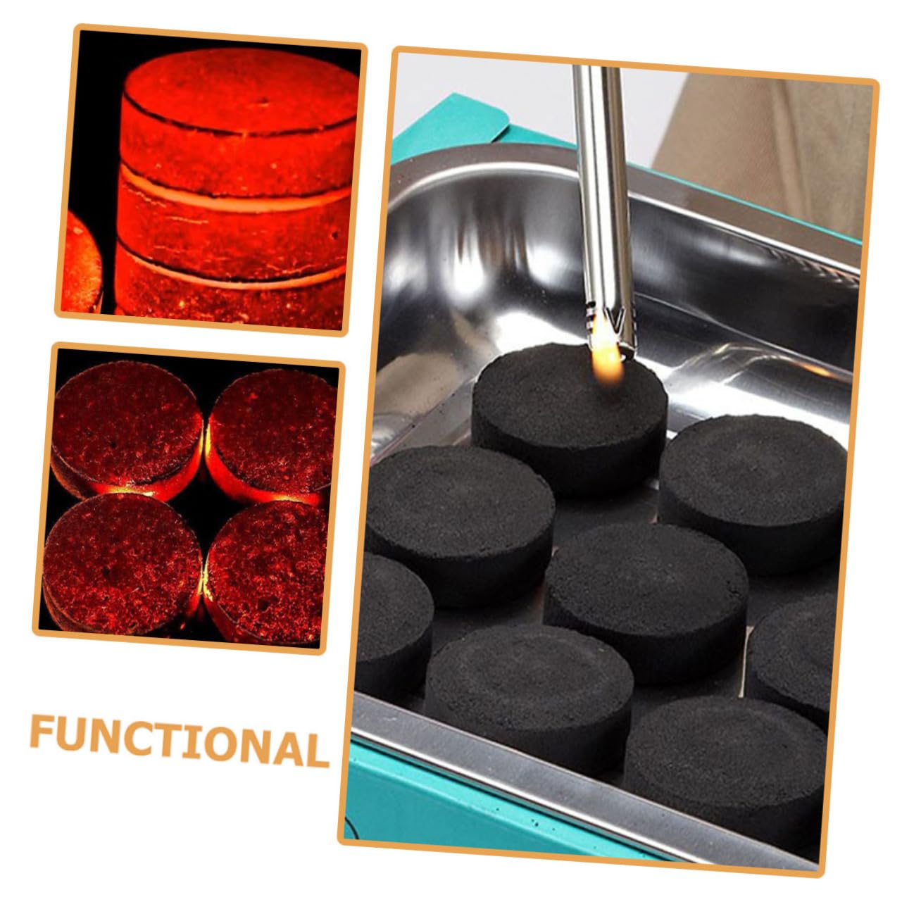 70 Pastillas de Carbón Vegetal Negro para Estufa de Cocina Portátil, Ligera y Práctica para Uso al Aire Libre y Aventuras