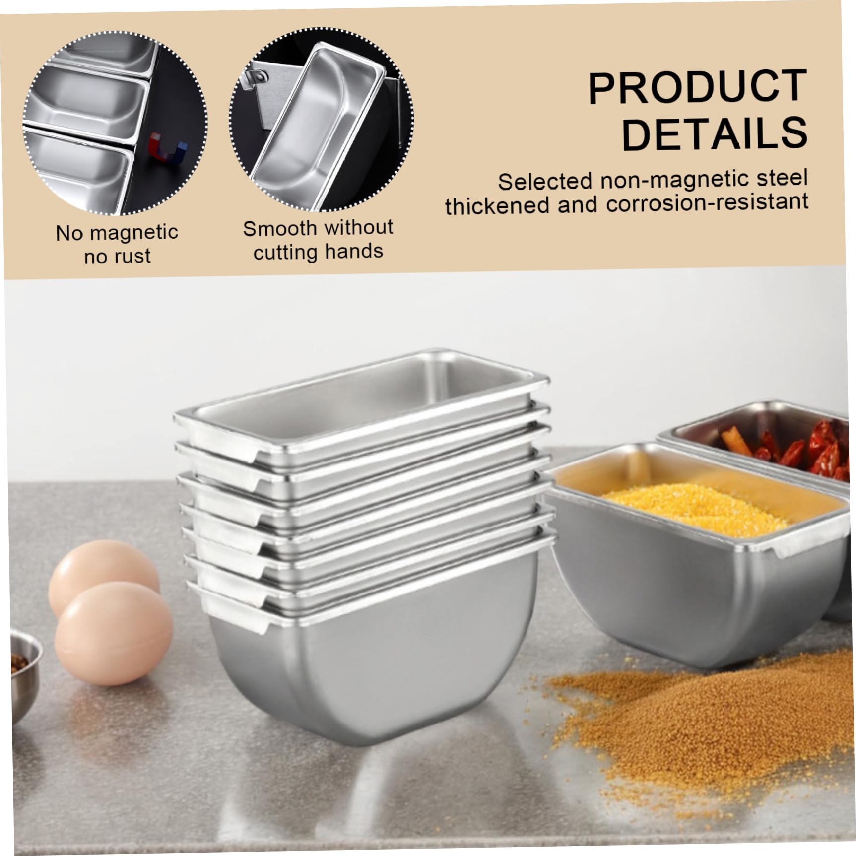 Stazione per topping per pizza 6x18x3, 5 Contenitori per condimenti a 6 scomparti con 6 cucchiai Scatola per spezie lavabile e staccabile per uso alimentare con coperchio per cucina, scatola per condi
