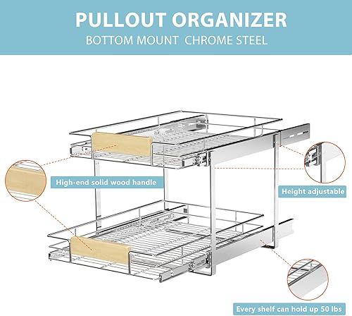 Vista 61 de LOVMOR Organizador de gabinete extraíble con mango de madera, 10½ pulgadas de ancho x 21½ pulgadas, organizador deslizante para cocina, despensa 1
