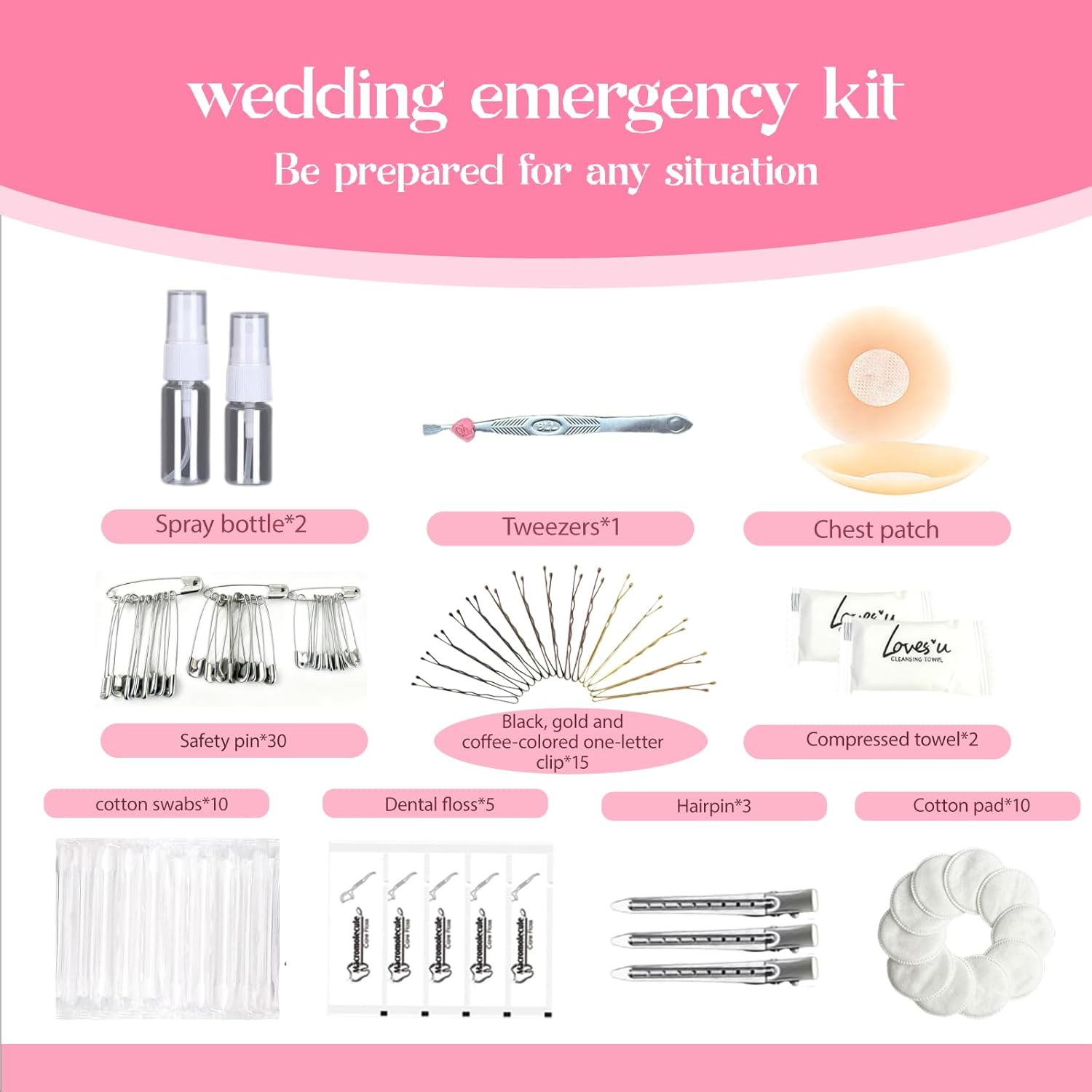Wedding Emergency Kit,60+ Bridal Emergency Kit for Wedding Day Items, Wedding Must-Have Essentials for Bride,Women Mini Travel Survival Supplies for Gifts