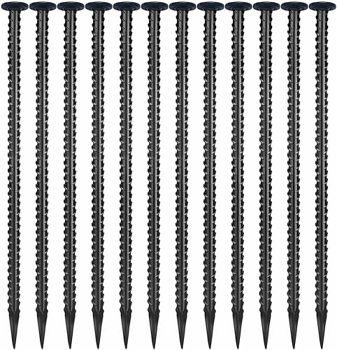 Miniatura 9 de Estacas de refuerzo de 16 pulgadas, estaca de tierra, diámetro de 1/2 pulgada, anclajes de tierra galvanizados, topes de velocidad, estacas de