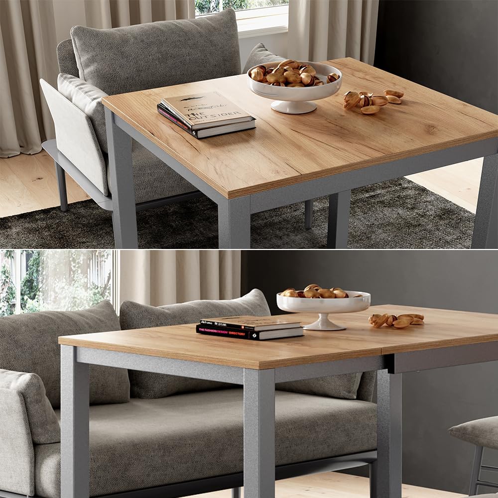 Vicco Table de Salle à Manger Granny, chêne/Gris, 120x70cm Extensible, avec Fonction d’Extension pour des Longueurs de Table Variables