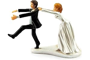Chasing Groom: Hilarious Wedding Cake Topper Capturing the Groom's Hilarity