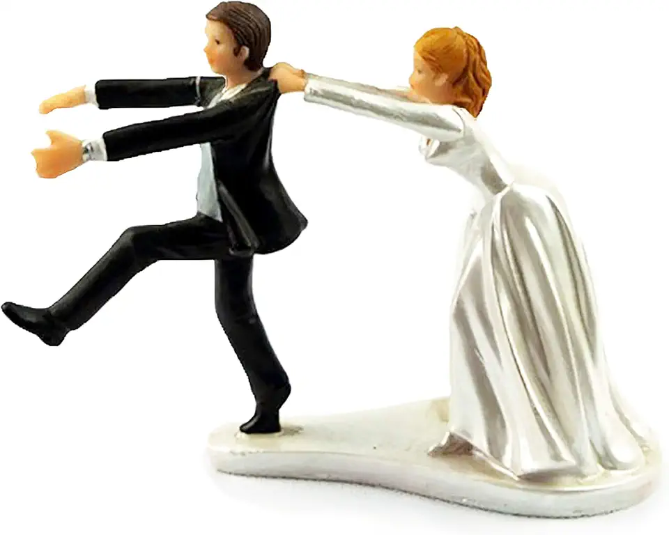 Wedding Cake Topper, Funny Figurines, Hand Painted, 1...