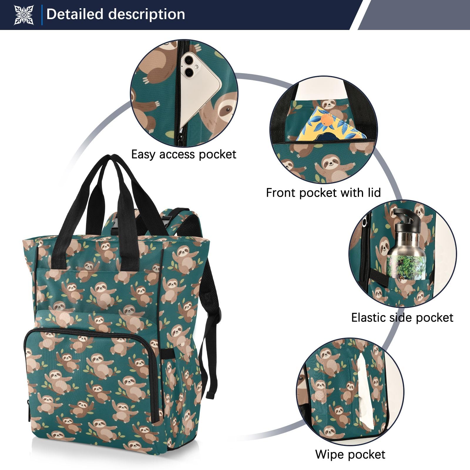 Mnsruu Solth Pattern Baby Diaper Bag Zaino Grande Borsa Impermeabile Viaggio Pannolino Borse per Mamme e Papà