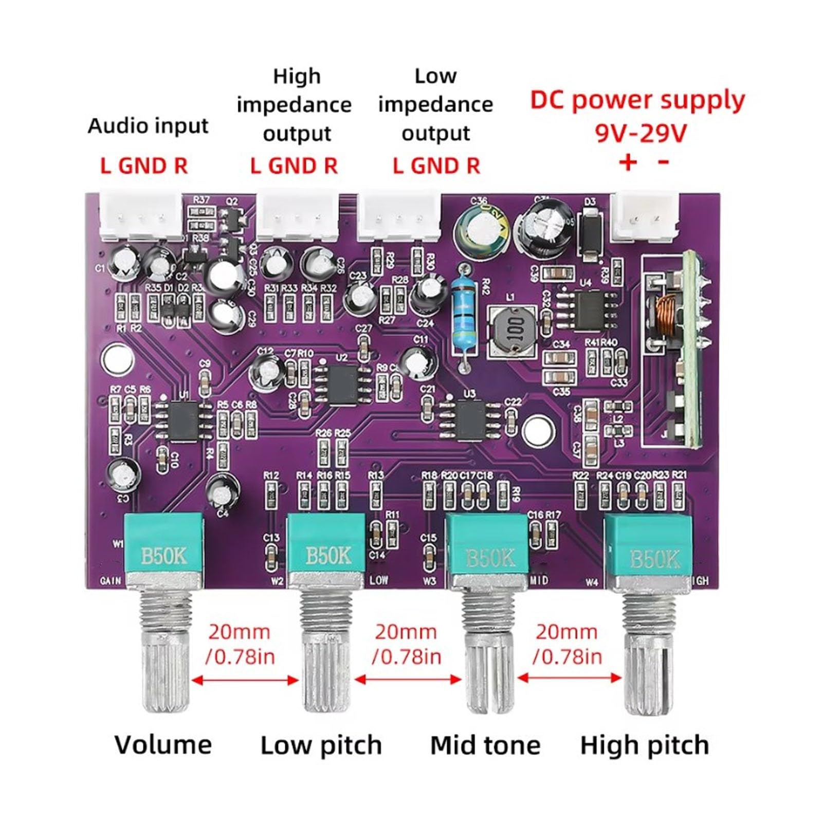 Placa de Preamplificación, Preamplificador HiFi NE5532 con Función de Silencio, Ganancia de 14 DB, Equipo de Sonido para Audiófilos