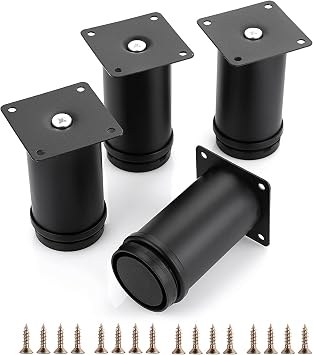 OwnMy 4PCS 4 Inch Stainless Steel Furniture Legs Feets Metal Cabinet Legs | Adjustable Round Metal Furniture Replacement Legs Corner Feets Heavy Duty Table Leg Extenders for Cabinet Sofa Couch Chair