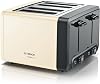 Bosch DesignLine Plus TAT4P447GB 4 Slot Stainless Steel Toaster with variable controls - Cream