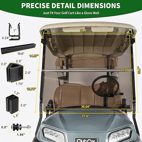 Miniatura 3 de Parabrisas plegable para carrito de golf de 316 pulgadas (0.197 in) de acrílico de grosor para Club Car Precedent 2004 en adelante, de