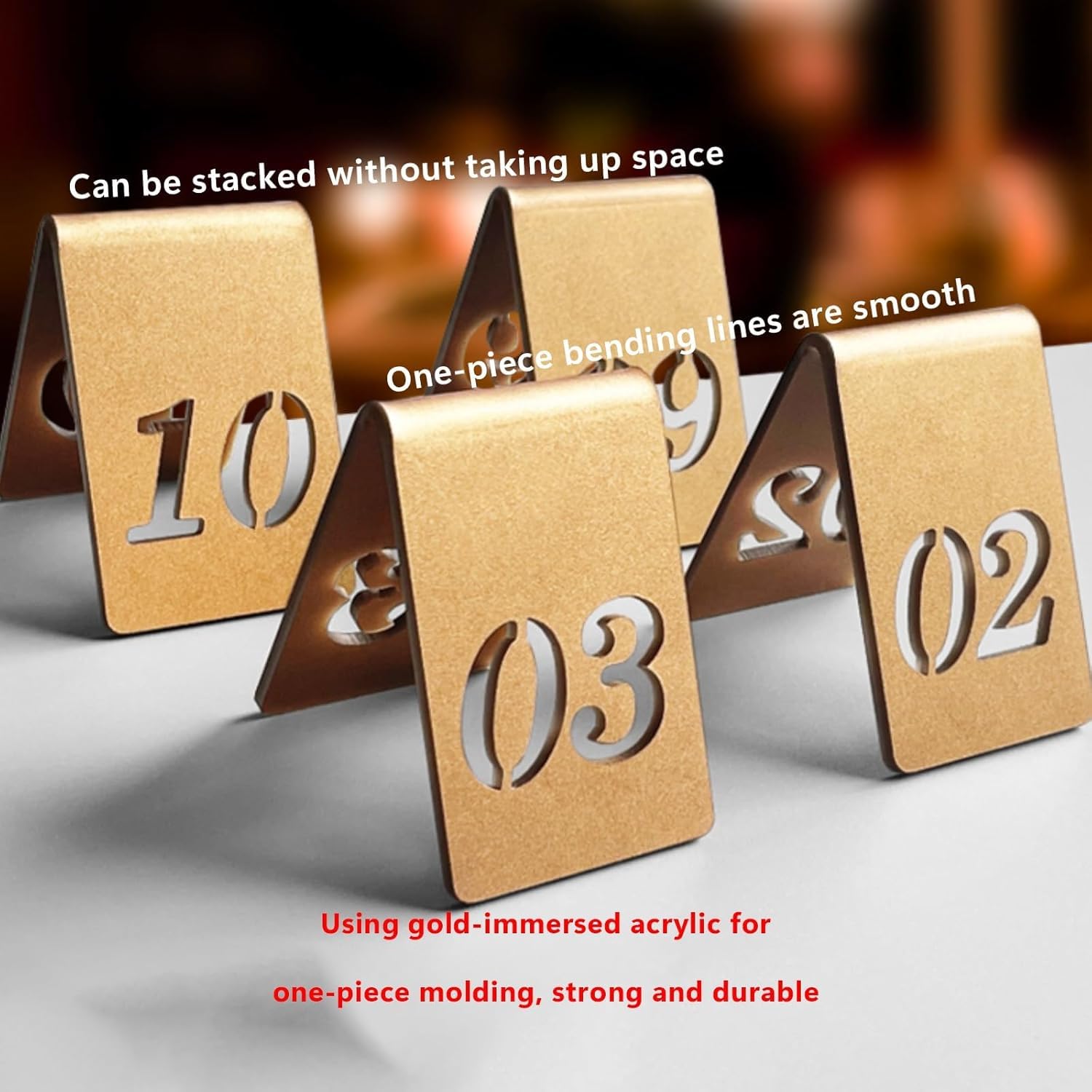 Tarjetas apilables para números de mesa en forma de carpa para restaurantes, soportes acrílicos para mesas, juego de números de mesa, para eventos, banquetes, servicios de comida y recepciones de bod