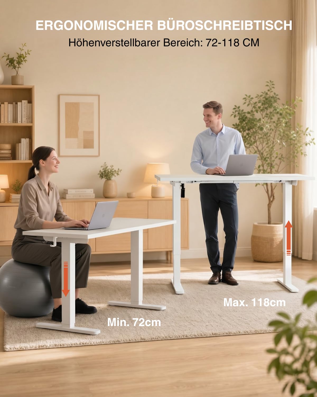 Acrolix Höhenverstellbarer Schreibtisch 120x60 cm,Stabiler Computertisch mit Kabelmanagement, Elektrischer Schreibtisch mit Memory Funktion, 80kg Tragkraft, Bürotisch für Homeoffice Weiß