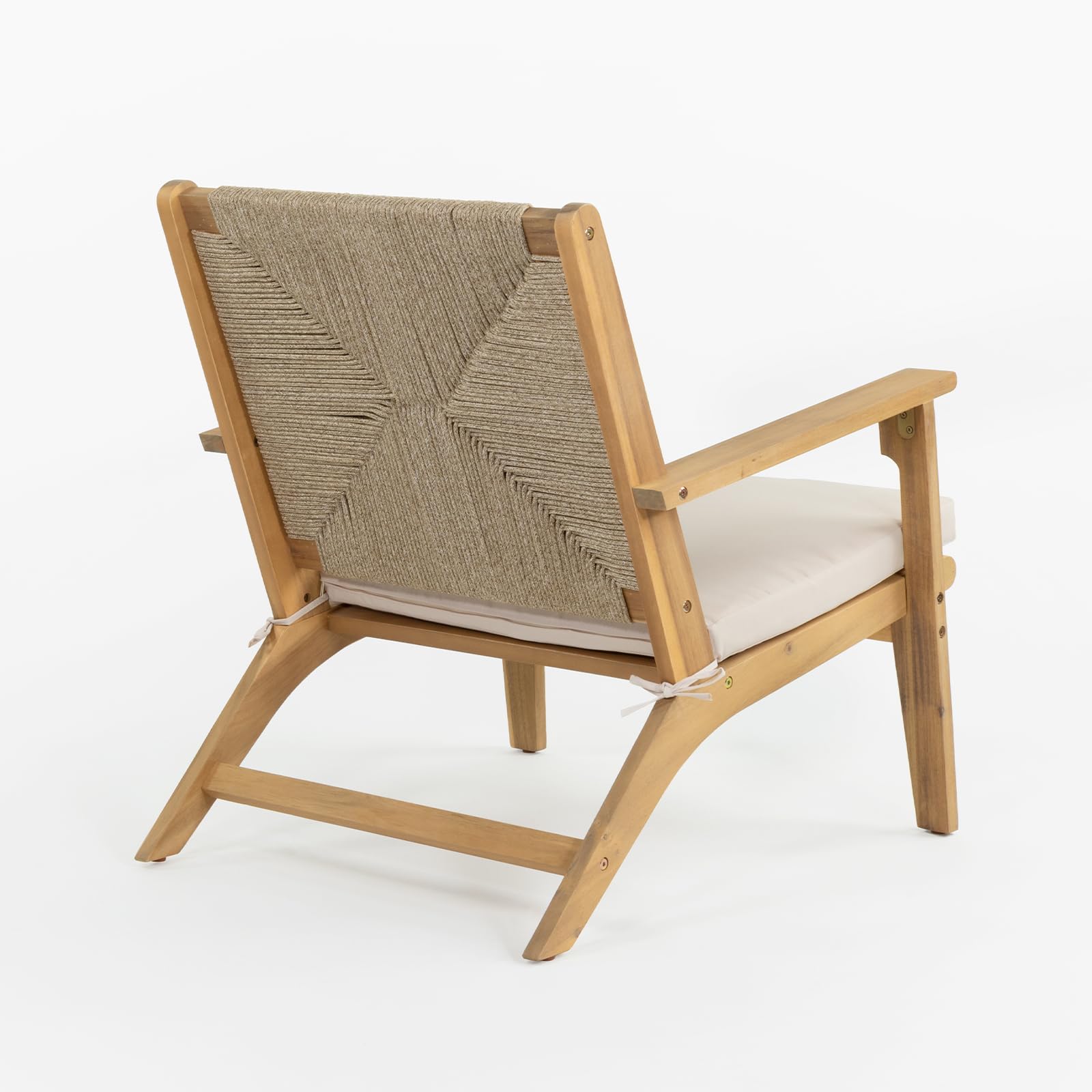 Vaukura Sillón de Madera de Acacia y Cuerda Sira Color Blanco