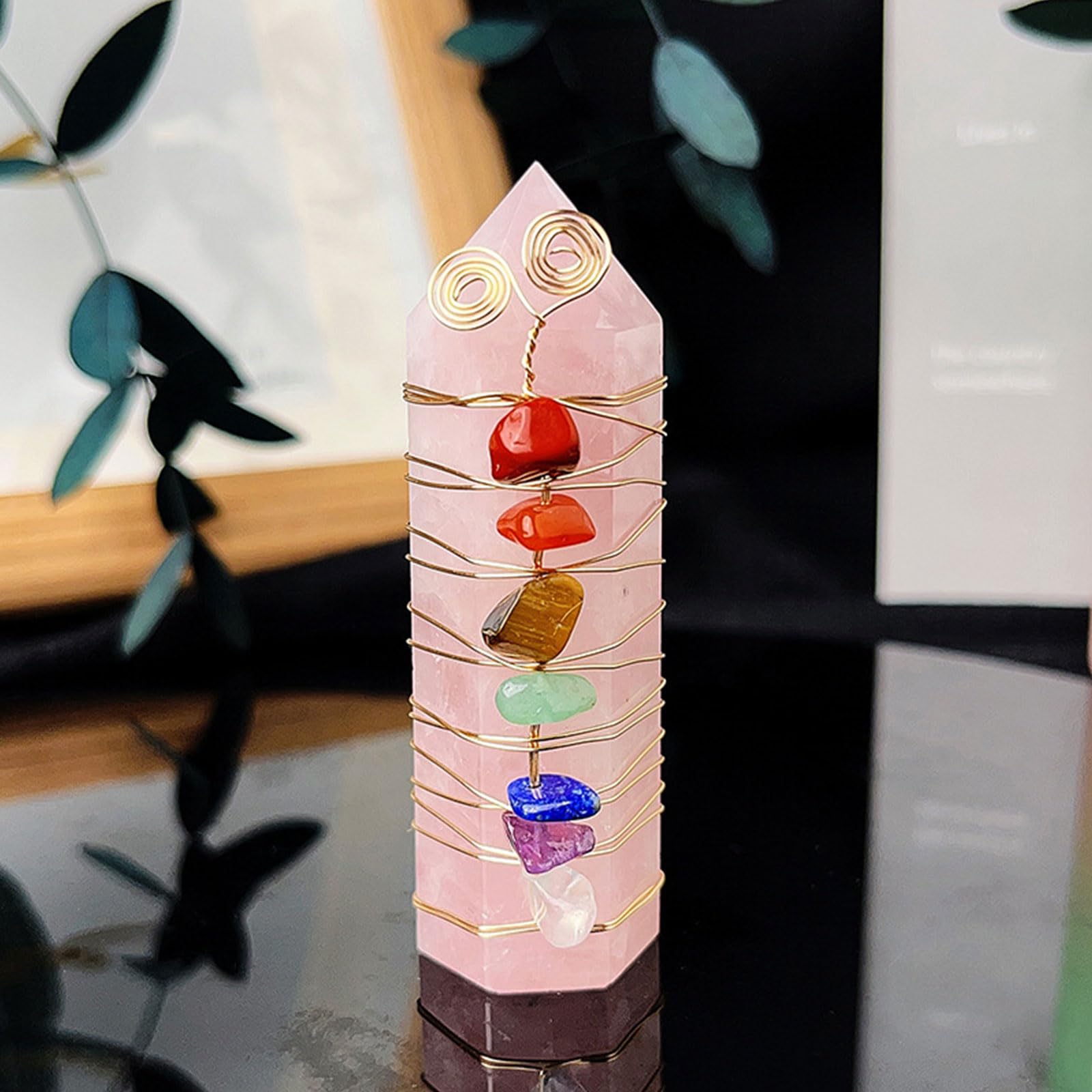 ITCLEYMDZV Crystal Colorful Gravel Column Raw Stone Hexagonal for Home Office Landscape Decoration Art,B