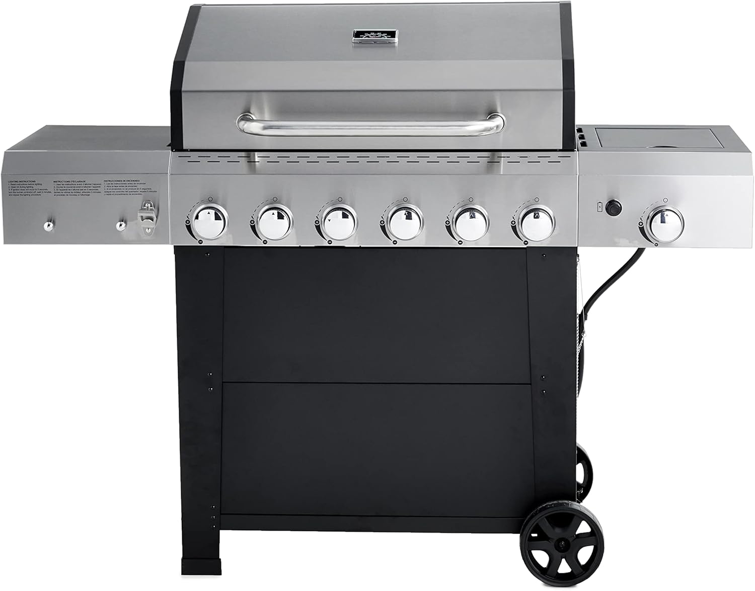 Amazon Basics Freestanding Gas Grill with Side Burner, 6 Burner (66,000