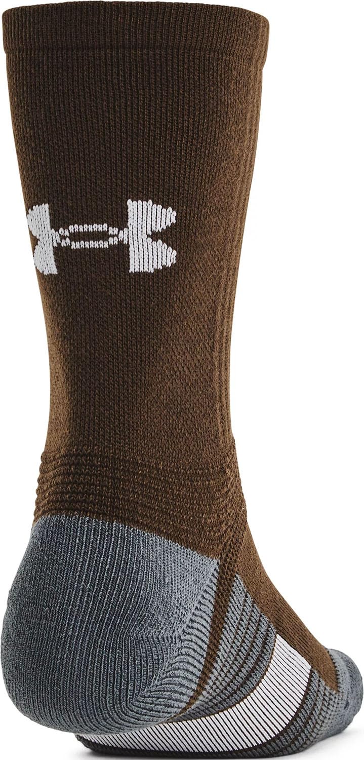 Under Armour - Unisex Team Crew Socks, Color Gridiron Brown (230), Size: Large
