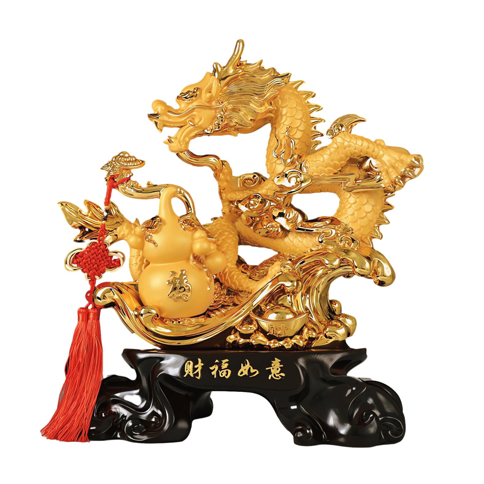 Amazon.co.jp: 中国 ゴールド 風水 装飾 ドラゴン像 置物 彫刻 収集品