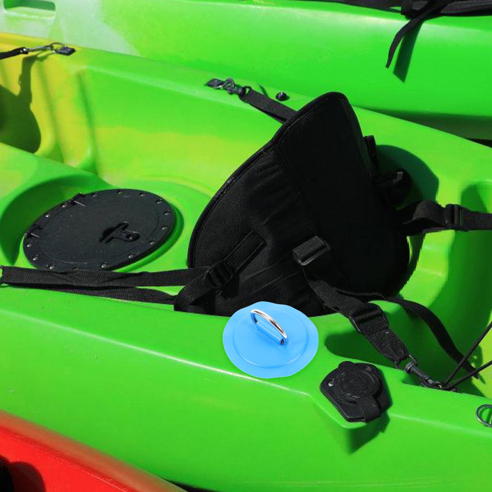 Supvox Surf-D-Ring-Schnalle aufblasbare Bretter Kajak Getränkehalter aufblasbares Kanu Meeresseil aufblasbares Sitzkissen Griffe Bootsteile D-Ring-Patch für Schlauchboote PVC Blue