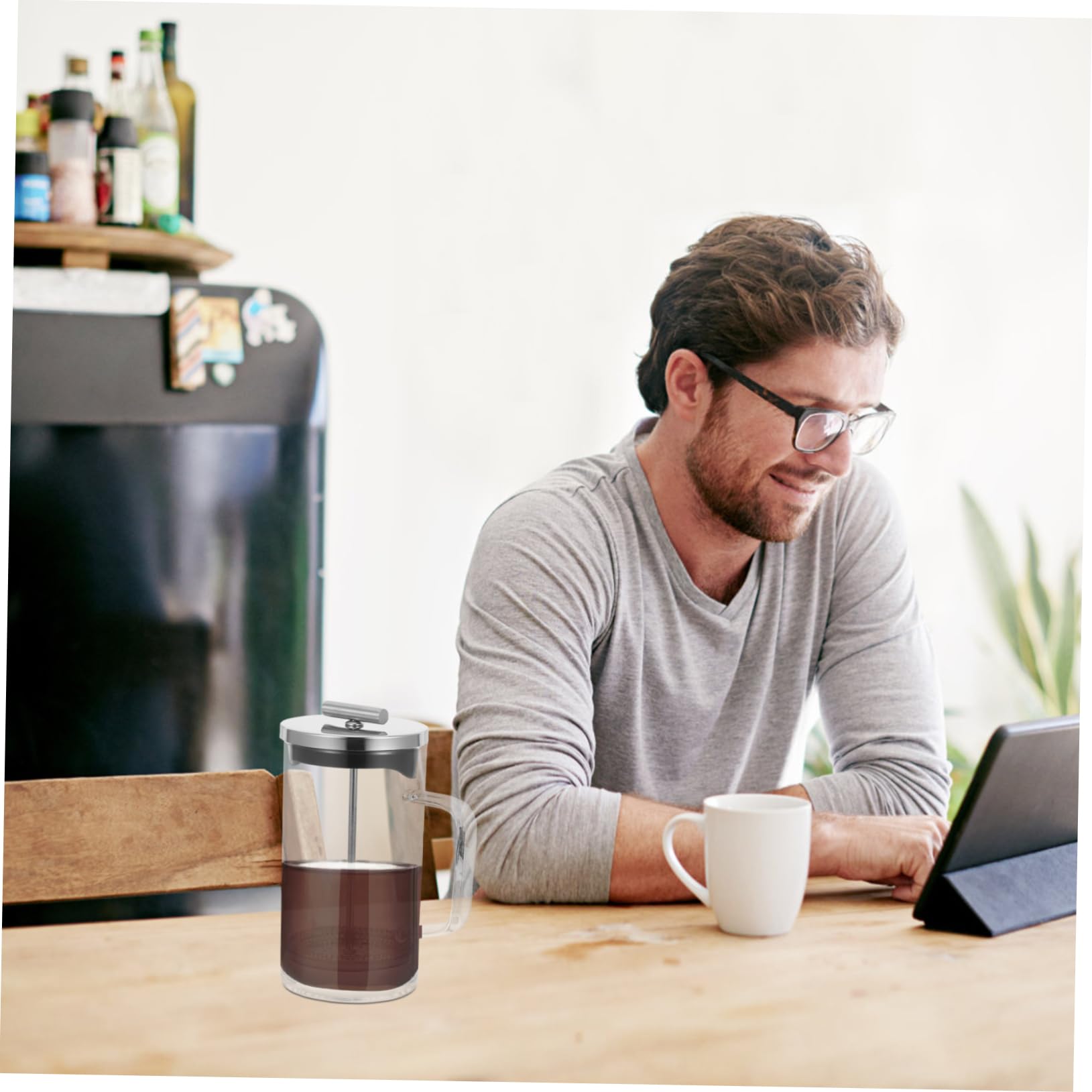 Luxshiny Cafetera Manual De Vidrio Transparente Con Escala Hogar Prensa Francesa De Cafetera De Prensa Para Preparar Café Espresso También Suitable Para Filtrar El Té