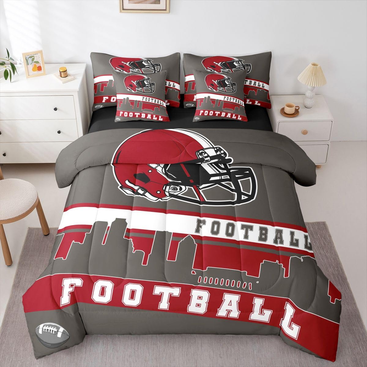 Erosebridal Football City 7 Piece Comforter Set Bedding Boys Full