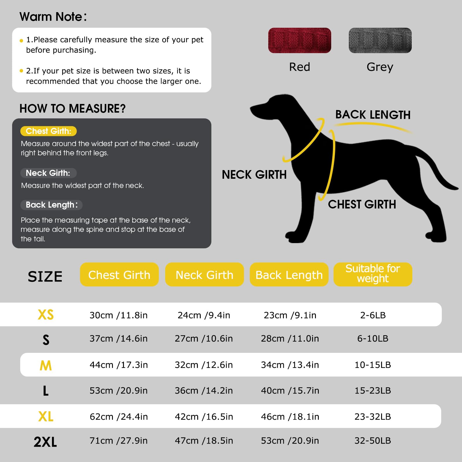 CITÉTOILE Maglione in Lana per Cani e Gatti - Giacca Calda e Morbida Cappotto Vestiti per Animali Invernali - Adatto per Cane Piccoli, Medi e Grandi, Grigio, XS