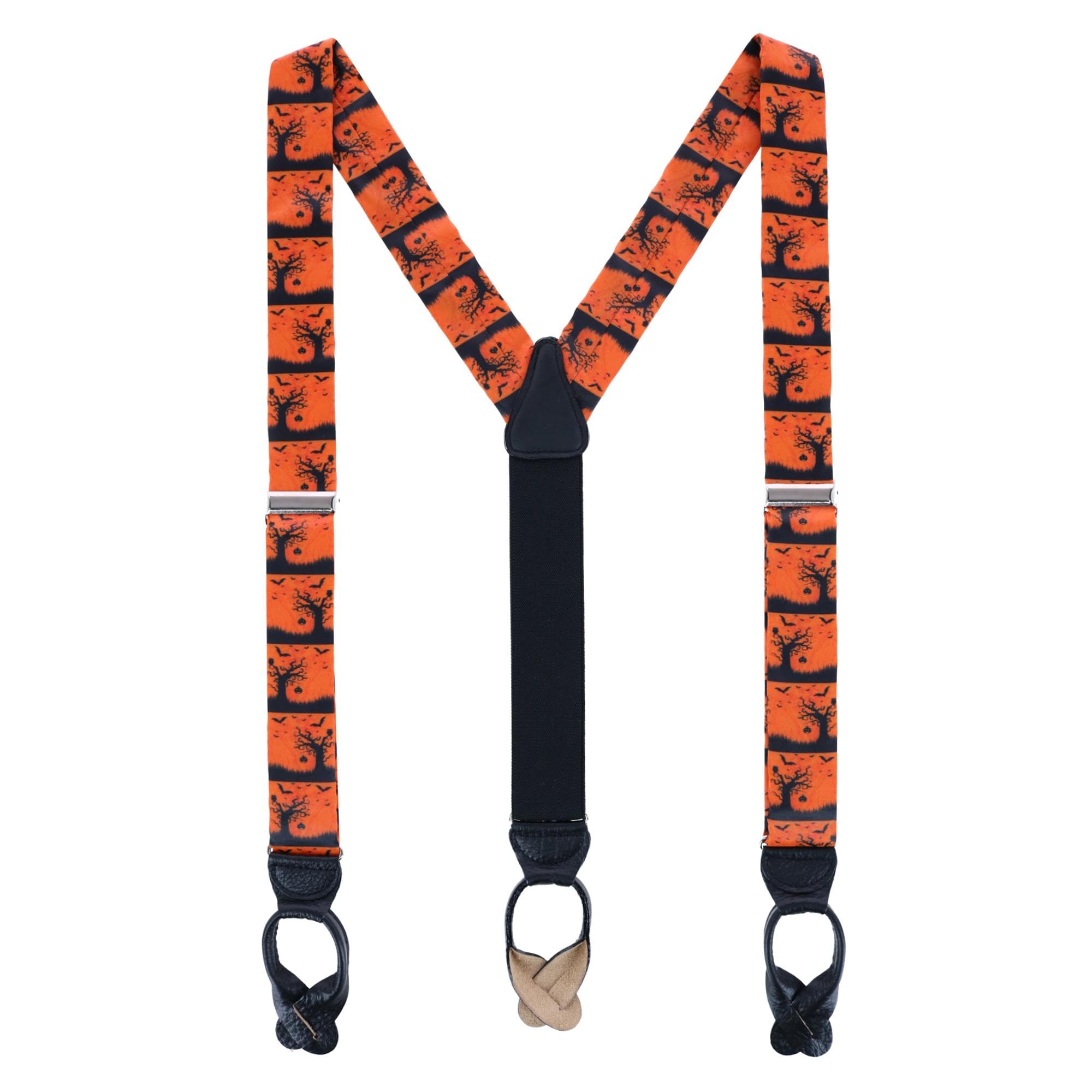 Trafalgar Men's Halloween Spooky Scene Silk Button End Braces (Suspenders),