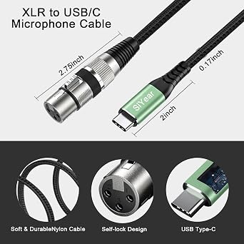 USB C to XLR Female Audio Cable, XLR 3PIN toType C Adapter StereoPower Amplifier Cable for Connecting Smartphones USB C to Active Speaker, Laptops,Mixer Console(6.6FT/2M )