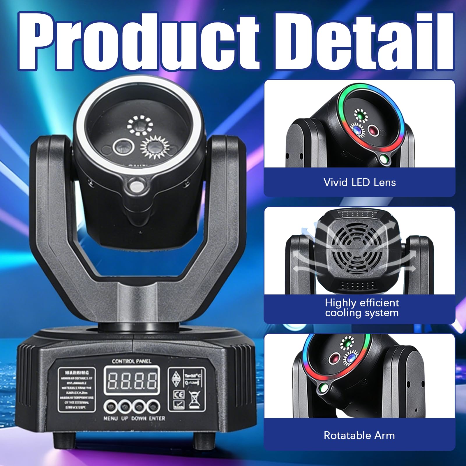 BRGD Mini Moving Head LED, 20W Moving Head Wash Bühnenlicht Scheinwerfer Sternenhimmel Effekt D-MX512 Soundaktiv Master Slave mit Fernbedienung für Party Disco Ballsaal Stab Stadium Club
