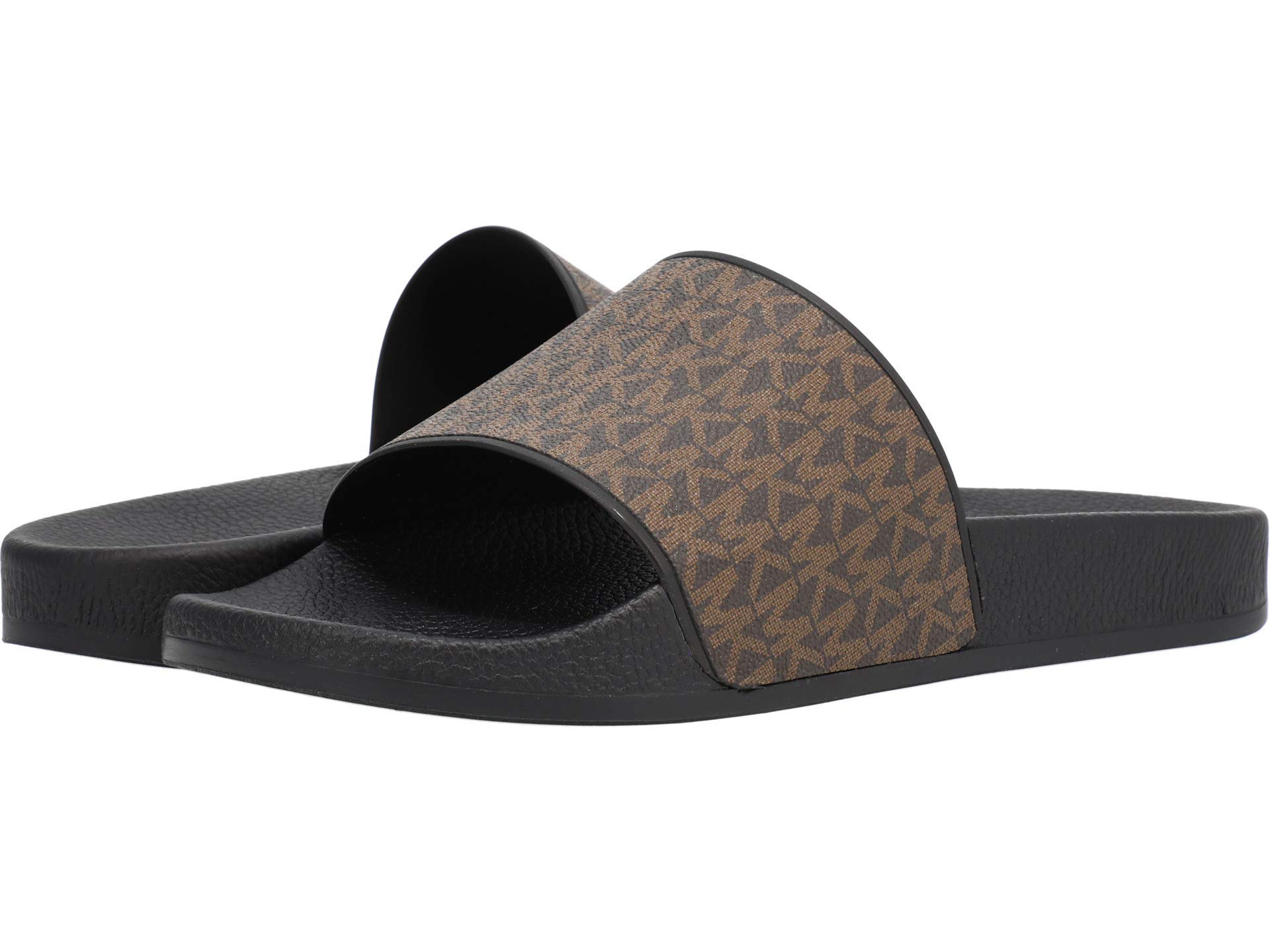Michael Kors Jake Slides for Men – Ideal for Leisure and Walking -  Synthetic Construction – Open Toe Brown/Black 12 M | Slides - Amazon.com