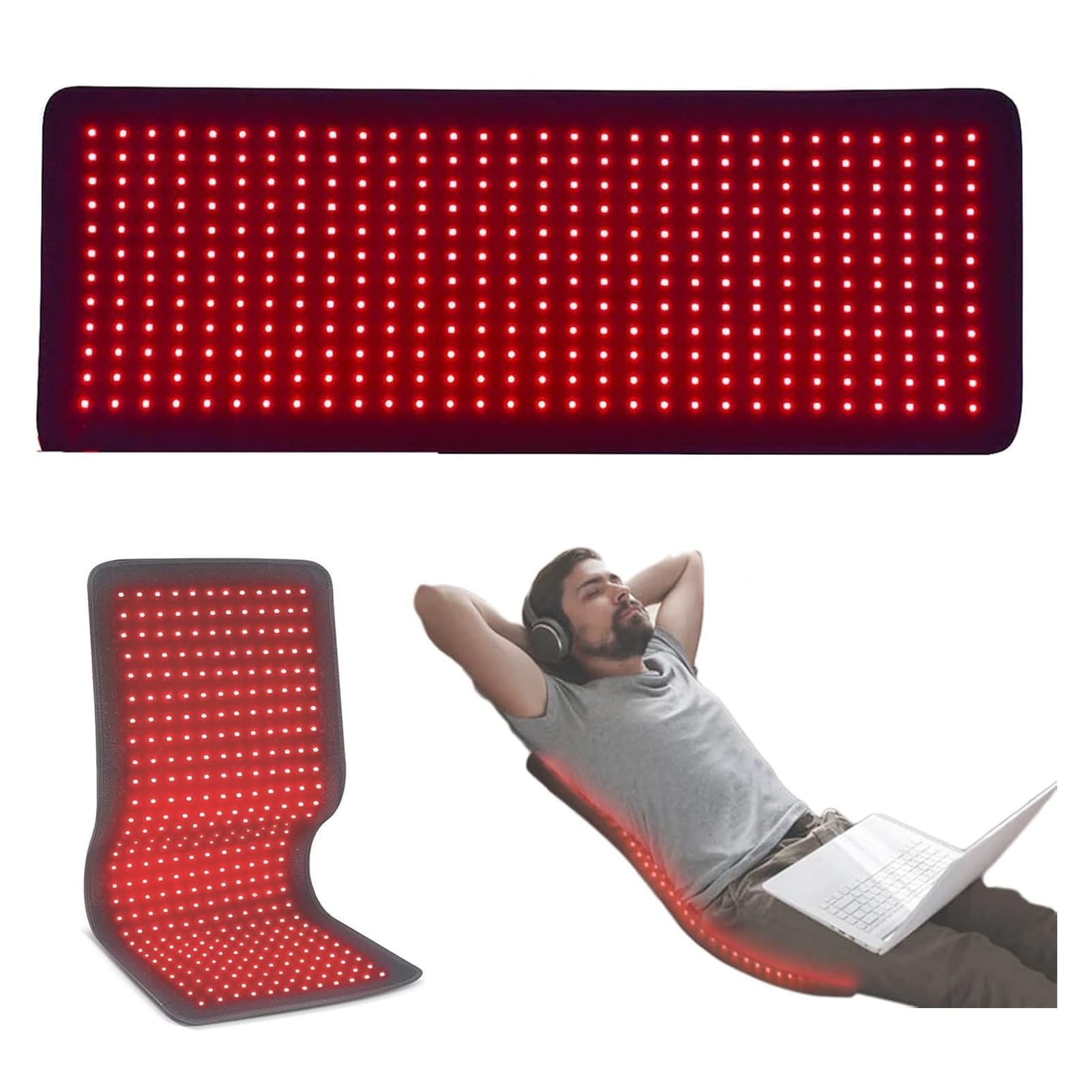 Koc do terapii światłem czerwonym, 360 diod LED 660 nm i 850 nm czerwone światło terapia światłem podkładka surround pad, regulowany czas i jasność