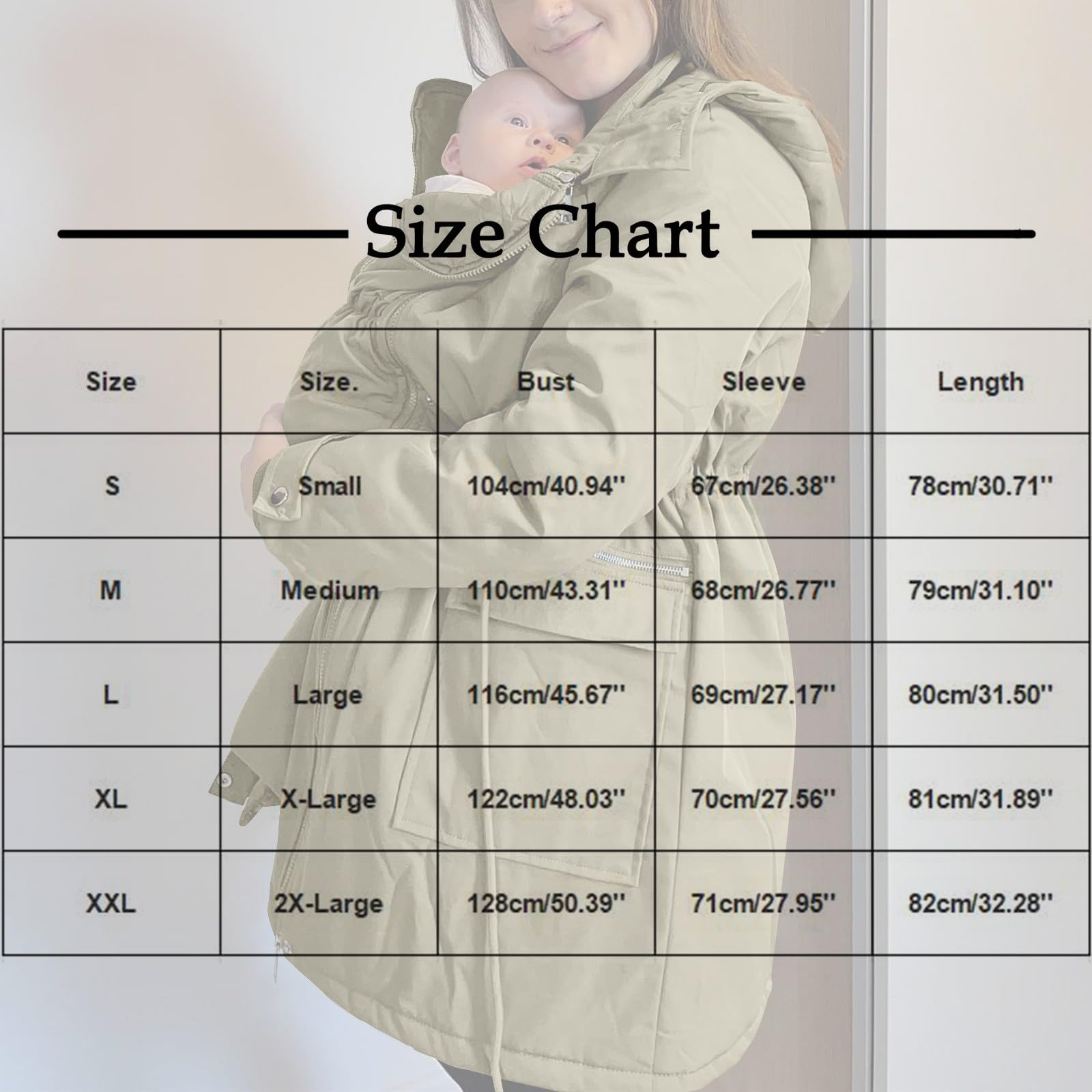 Generisch 3 In 1 Umstandsjacke Tragejacke mit Babyeinsatz Wintermantel Trageeinsatz Jacke Jackenerweiterung Winterjacke Warm Dicke Baumwolljacke Umstandsmode Schwangerschaft für Mama und Baby