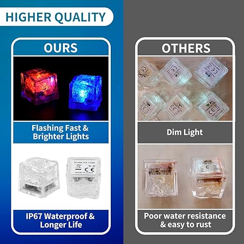 Miniatura 4 de ZWFDC Cubos de hielo iluminados para bebidas, cubos de hielo LED con luces de color cambiantes, recuerdos de fiesta, paquete de 12 cubos de hielo