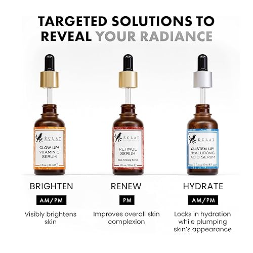 Miniatura 6 de Eclat Skincare Set de suero facial  Vitamina C, retinol, ácido hialurónico para hidratación y antienvejecimiento  Sueros faciales iluminadores y