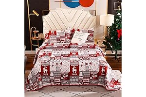 Grid Pattern Christmas Quilt Set