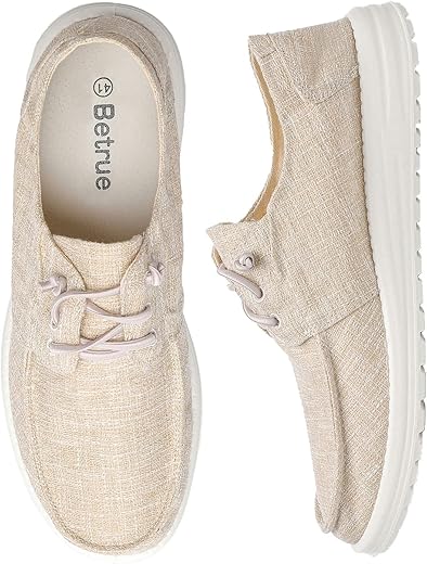 Betrue Men's Lightweight Soft Deck Shoes, Cotton Canvas Loafers for Casual Occasions