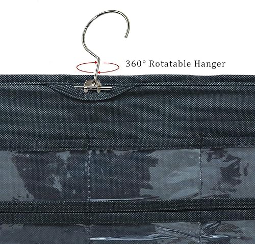 Miniatura 3 de TabEnter Organizador colgante de joyería de doble cara con 80 bolsillos transparentes (negro)