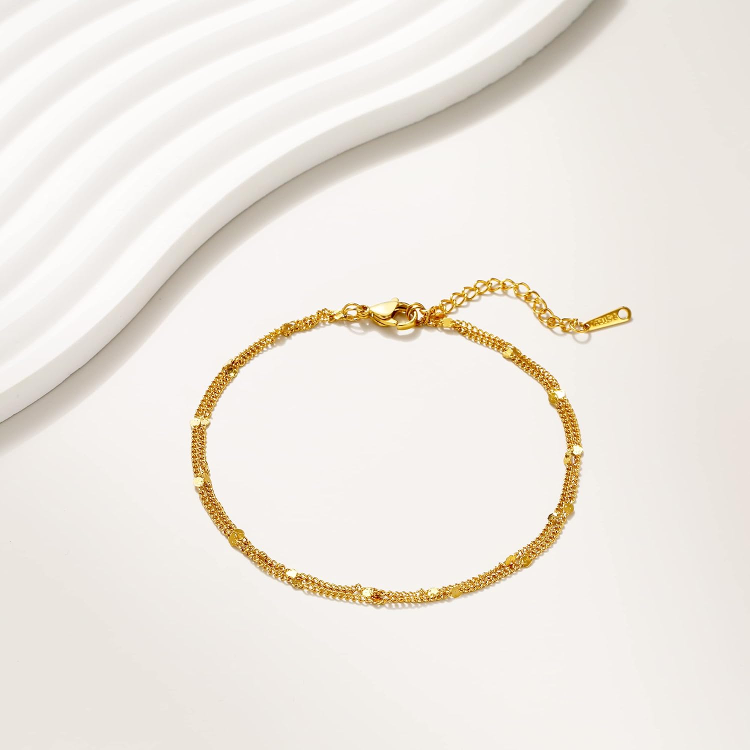 Dainty Ankle Bracelets for Women 18K Gold Plated Tiny Cross Satellite Chain Anklets Y Shaped CZ Ankle Bracelet Waterproof Minimalist Beach Foot Jewelry for Women - Image 6