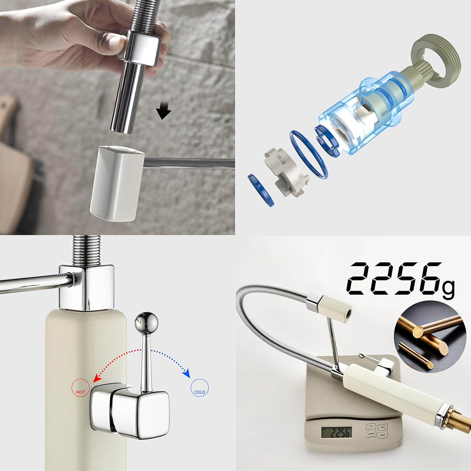 Grifo Cocina Extraible Monomando Grifo Manguera con Resorte Giratorio de 360° Grifos Lavabo de 2 Modos Manija Única Agua Caliente y Fría,Azul