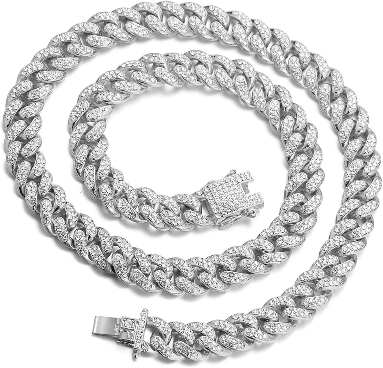 Gold Diamond Cuban Link Chain for Kids Boys Teens - 18K Real Gold/Platinum White Gold/Rhodium Black/Rose Gold Plated Bracelet Necklace - 14MM Width Multiple Lengths - Includes Giftbox
