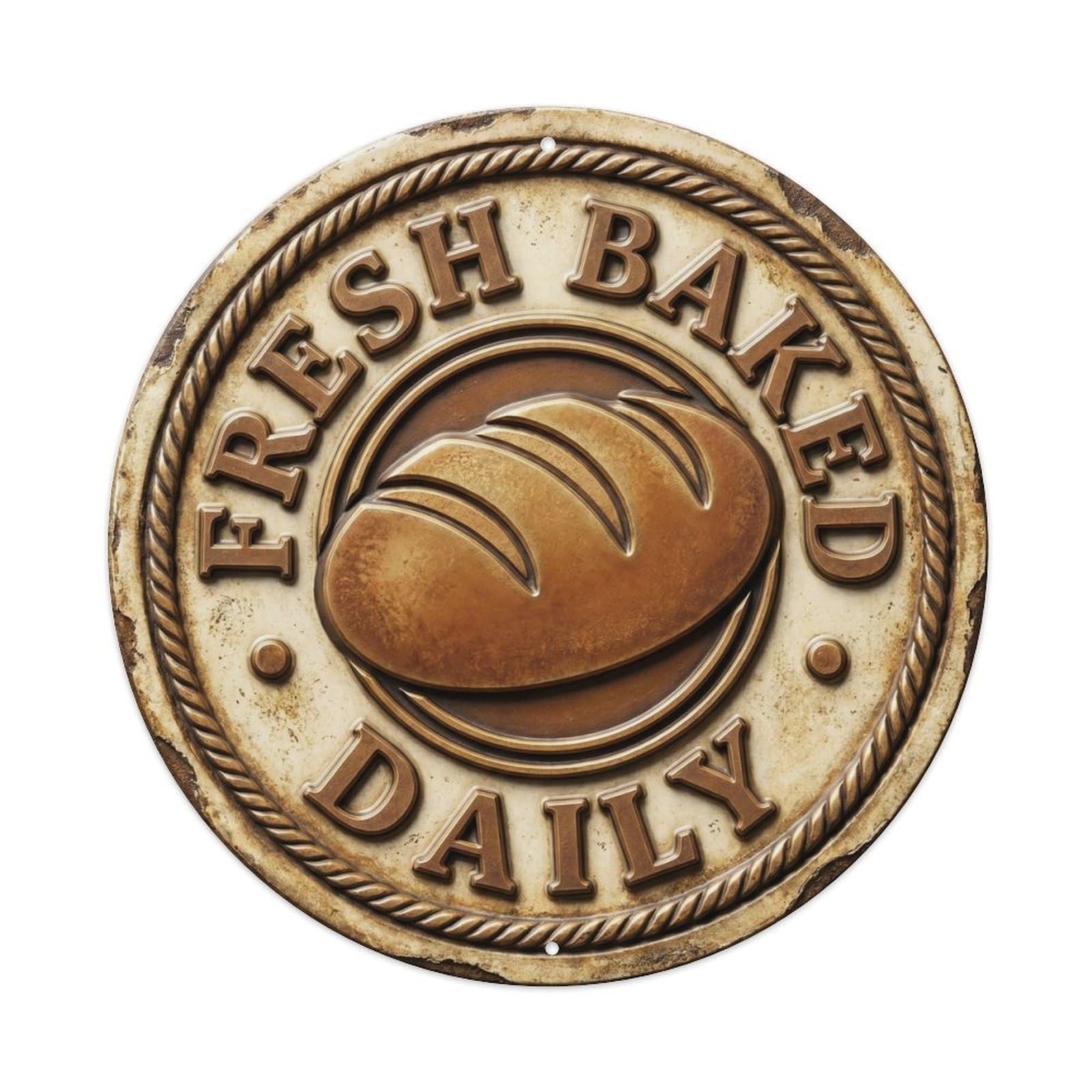 Fresh Baked Daily Classic Cafe Display Retro Slogans Metal Tin Sign