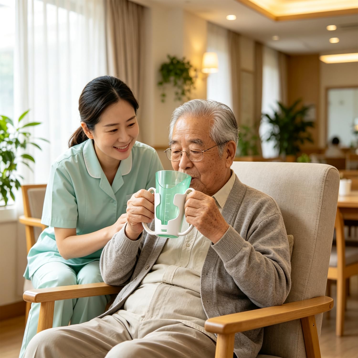 Vaso de Cuidados, Vaso Auxiliar de Cuidados, Taza con Soporte Para Postoperatorio, Adecuado Para la Rehabilitación y El Reposo, Así Como Para Personas Con Discapacidad y De Edad Avanzada